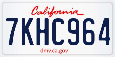 CA license plate 7KHC964