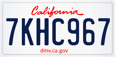 CA license plate 7KHC967