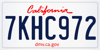 CA license plate 7KHC972