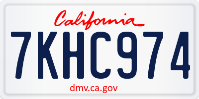 CA license plate 7KHC974