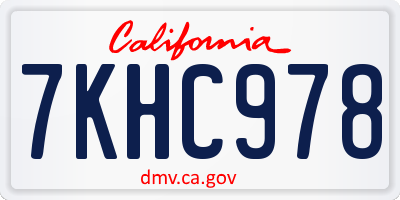CA license plate 7KHC978