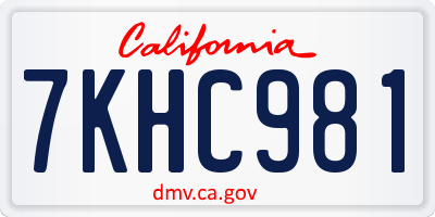 CA license plate 7KHC981
