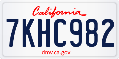 CA license plate 7KHC982