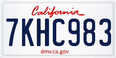 CA license plate 7KHC983