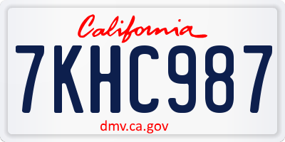 CA license plate 7KHC987