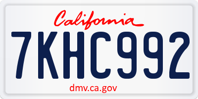 CA license plate 7KHC992