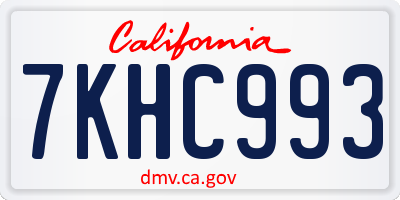 CA license plate 7KHC993