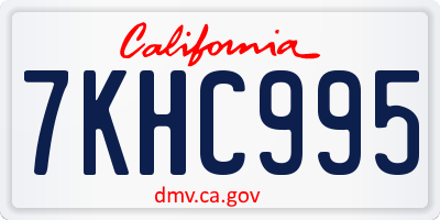 CA license plate 7KHC995