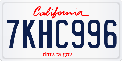CA license plate 7KHC996