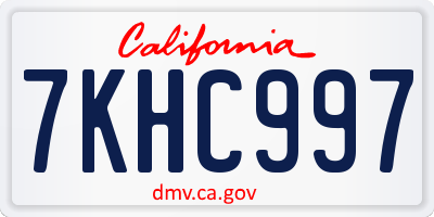 CA license plate 7KHC997