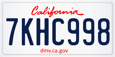 CA license plate 7KHC998