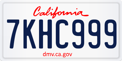 CA license plate 7KHC999