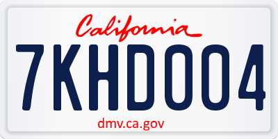 CA license plate 7KHD004