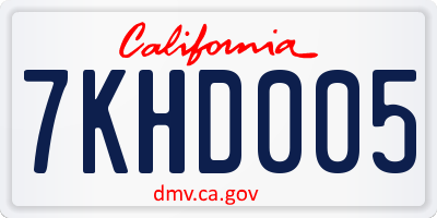 CA license plate 7KHD005