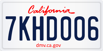 CA license plate 7KHD006