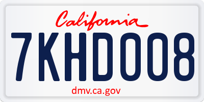 CA license plate 7KHD008