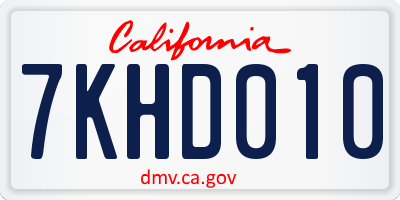 CA license plate 7KHD010