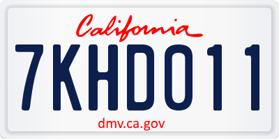 CA license plate 7KHD011