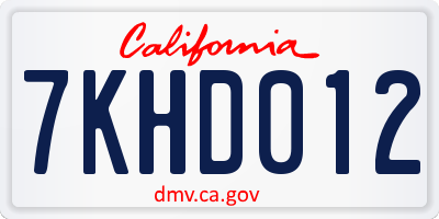 CA license plate 7KHD012