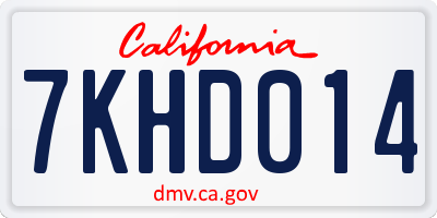 CA license plate 7KHD014
