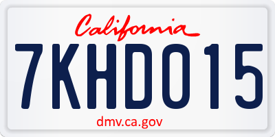 CA license plate 7KHD015