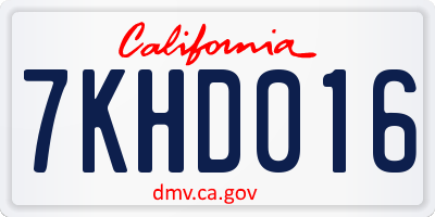 CA license plate 7KHD016