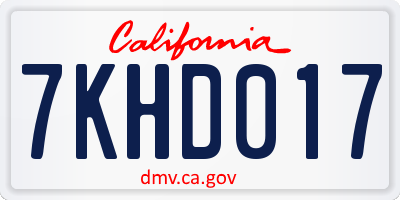 CA license plate 7KHD017