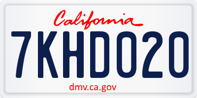 CA license plate 7KHD020