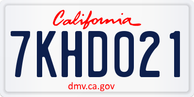 CA license plate 7KHD021