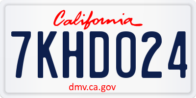 CA license plate 7KHD024