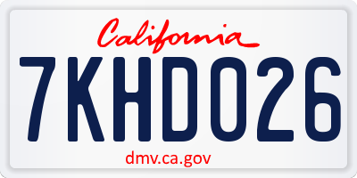 CA license plate 7KHD026