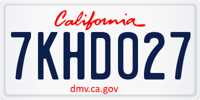 CA license plate 7KHD027