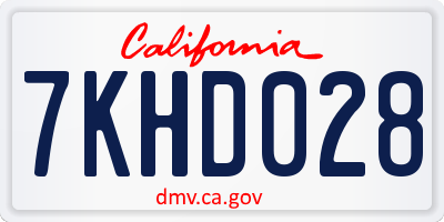 CA license plate 7KHD028