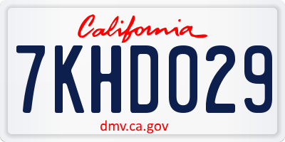 CA license plate 7KHD029