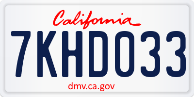 CA license plate 7KHD033