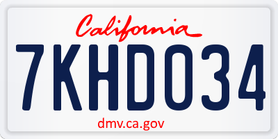 CA license plate 7KHD034