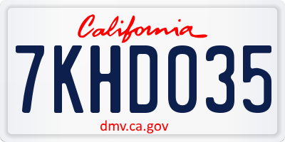 CA license plate 7KHD035