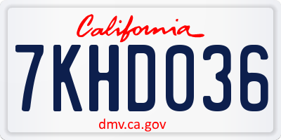 CA license plate 7KHD036