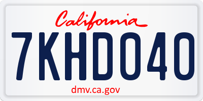 CA license plate 7KHD040