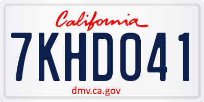 CA license plate 7KHD041