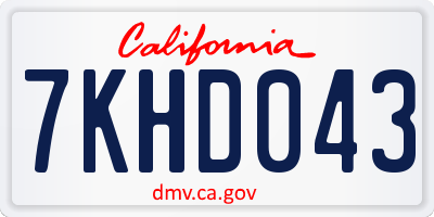 CA license plate 7KHD043