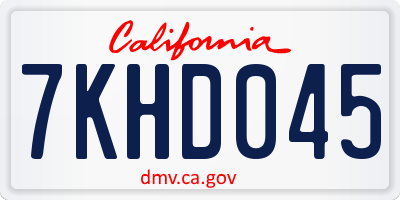 CA license plate 7KHD045
