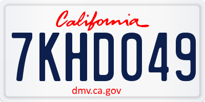 CA license plate 7KHD049