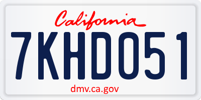CA license plate 7KHD051