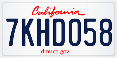 CA license plate 7KHD058