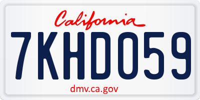 CA license plate 7KHD059