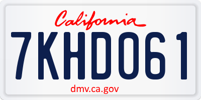 CA license plate 7KHD061