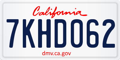CA license plate 7KHD062