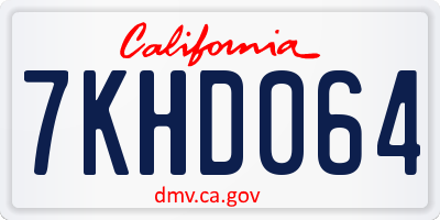 CA license plate 7KHD064