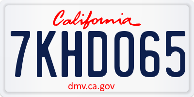 CA license plate 7KHD065